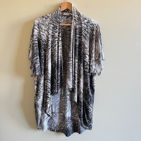 CHICO'S WATERCOLOR PRINT OPEN FRONT CARDIGAN KNIT TOP WOMENS SIZE 2 US SIZE L 12 - Picture 1 of 6